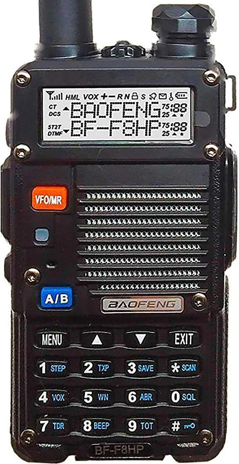 BAOFENG BF-F8HP (UV-5R 3rd Gen) 8-Watt Dual Band Two-Way Radio (136-174MHz VHF 400-520MHz UHF) Includes Full Kit with Large Battery