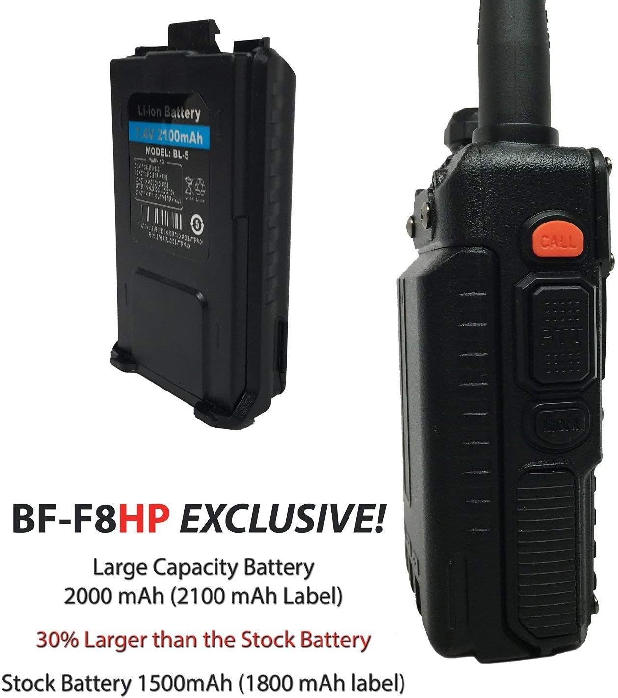 BAOFENG BF-F8HP (UV-5R 3rd Gen) 8-Watt Dual Band Two-Way Radio (136-174MHz VHF 400-520MHz UHF) Includes Full Kit with Large Battery