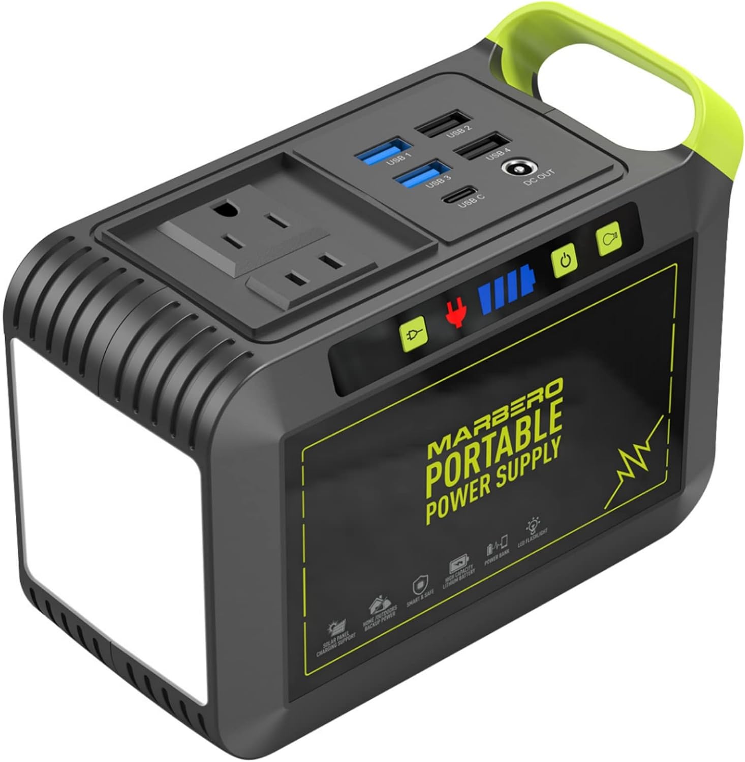 MARBERO 88Wh Portable Power Station 24000mAh Camping Solar Generator(Solar Panel Not Included) Lithium Battery Power 110V/80W AC, DC, USB QC3.0, LED Flashlight for CPAP Home Camping Emergency Backup