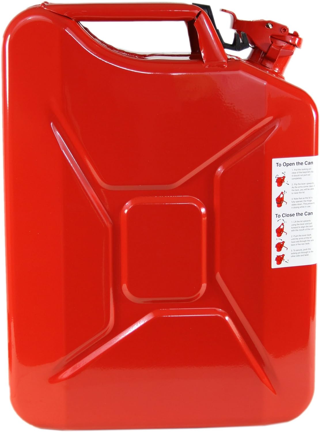 Wavian USA JC0020RVS Red Authentic NATO Jerry Fuel Can and Spout System (20 Liter)